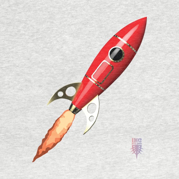 Red Retro Rocket by at1102Studio